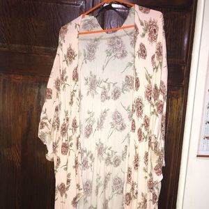 Pink floral kimono